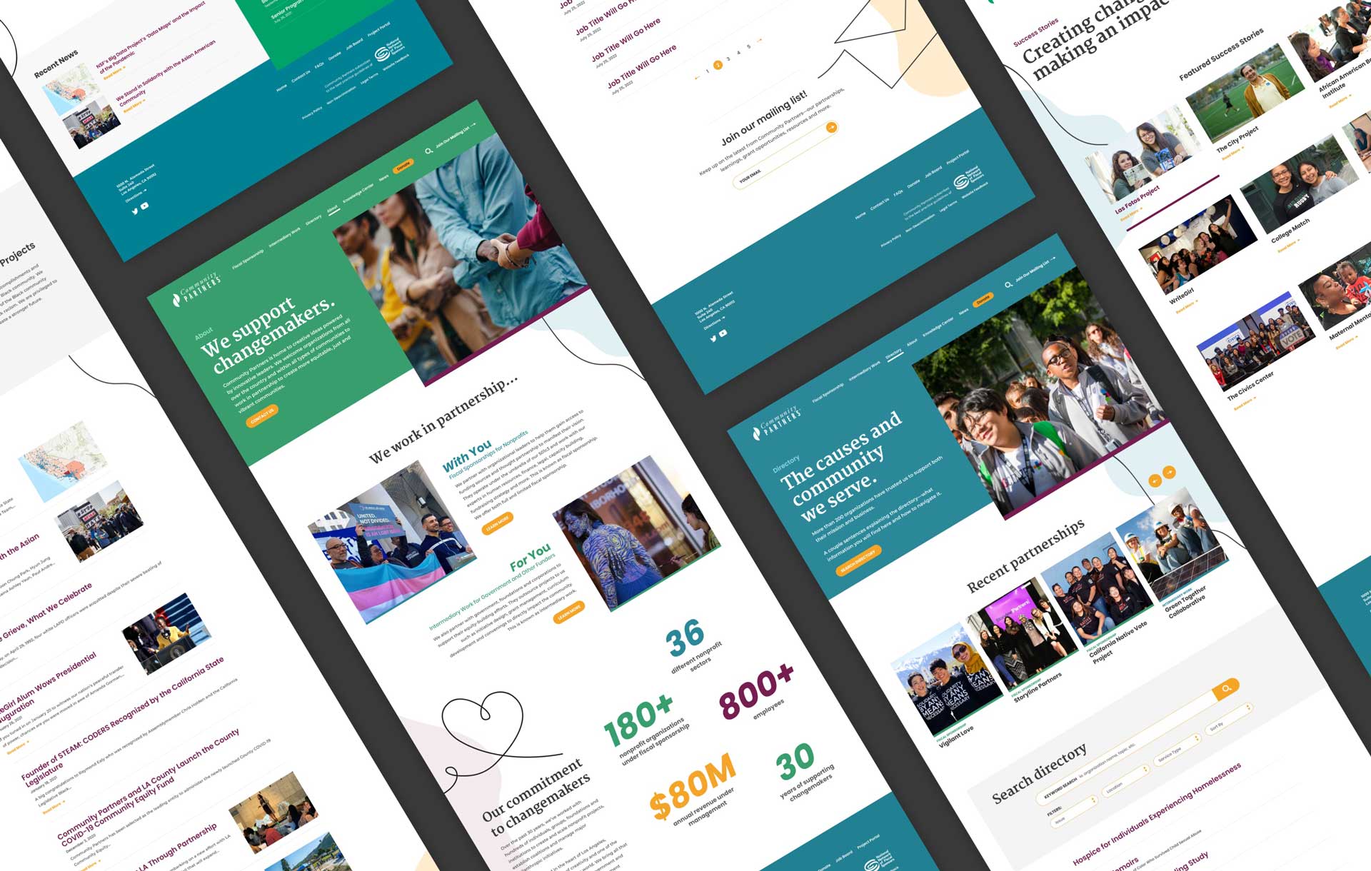 collage of page layouts from communitypartners.org